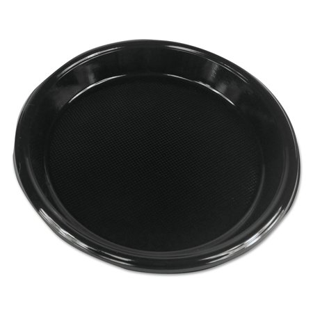 BOARDWALK Hi-Impact Plastic Dinnerware, Plate, 10" Diameter, Black, PK500 PLHIPS10BL